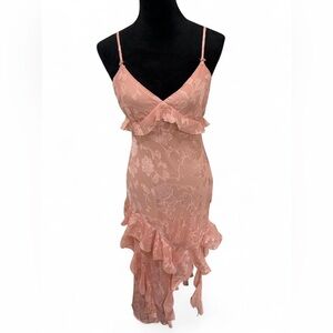 Fairycore pink lace ruffle dress ✨ coquette cottagecore babydoll midi